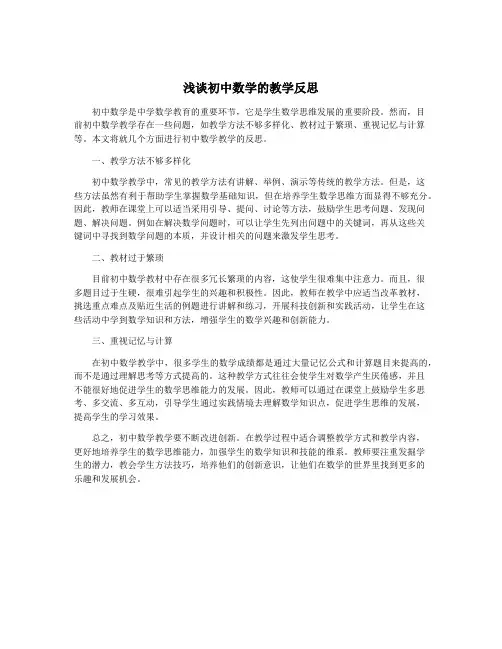 浅谈初中数学的教学反思