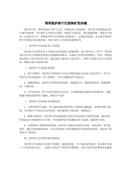 利用竖炉烘干巴西块矿的实践