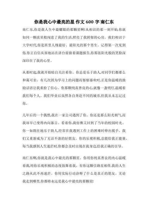 你是我心中最亮的星 作文600字 南仁东