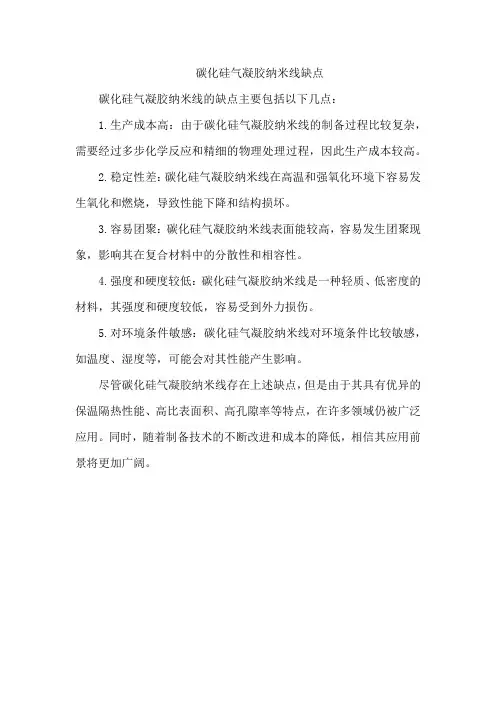 碳化硅气凝胶纳米线缺点