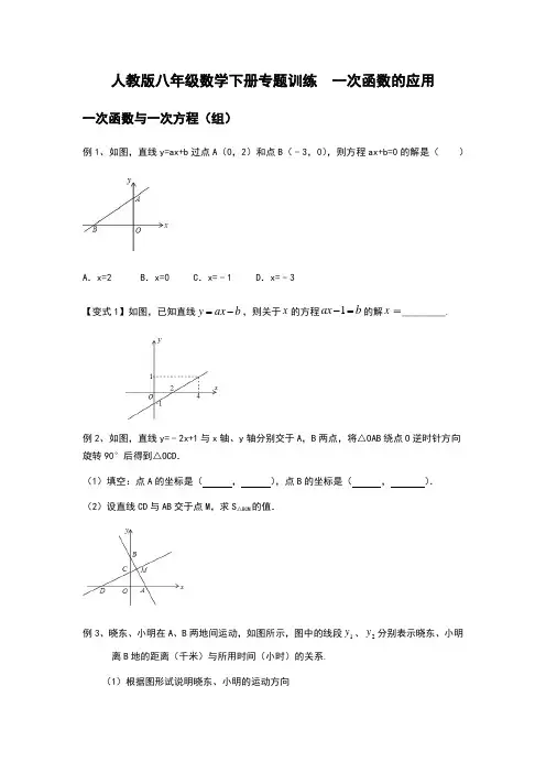人教版八年级数学下册专题训练  一次函数的应用.docx