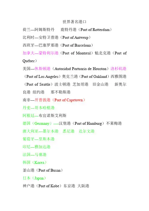 世界著名港口(整理版)
