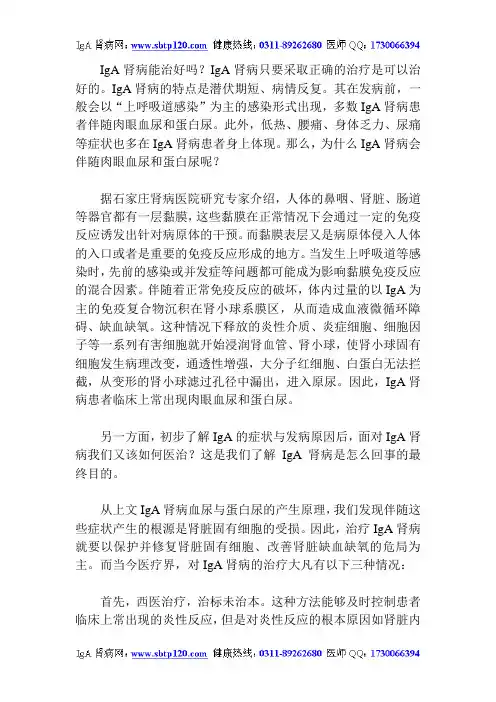 IgA肾病能治好吗