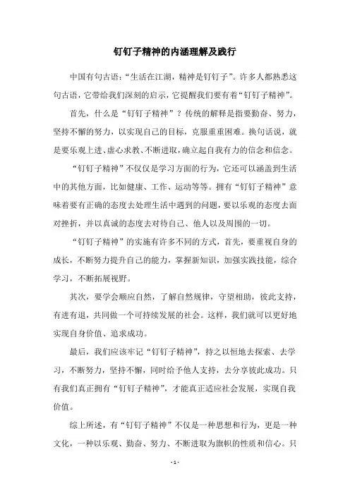 钉钉子精神的内涵理解及践行