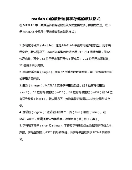 matlab中的数据运算和存储的默认格式