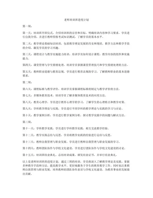 老师培训班进度计划