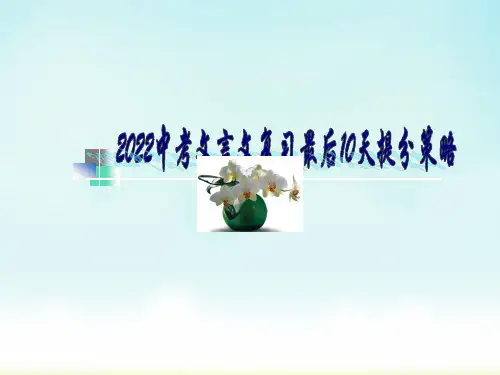 2022年中考语文复习冲刺：文言文复习最后10天提分策略