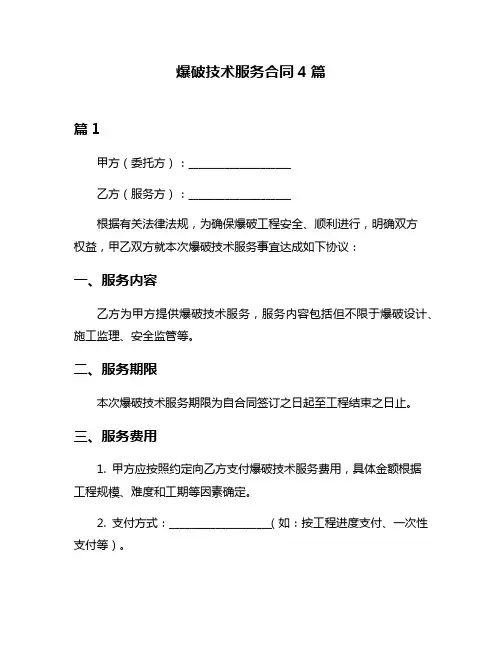 爆破技术服务合同4篇