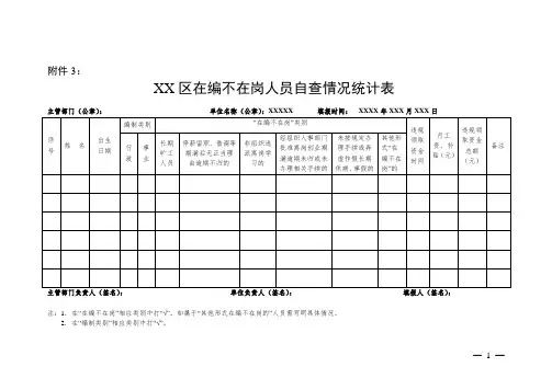 在编不在岗人员统计表