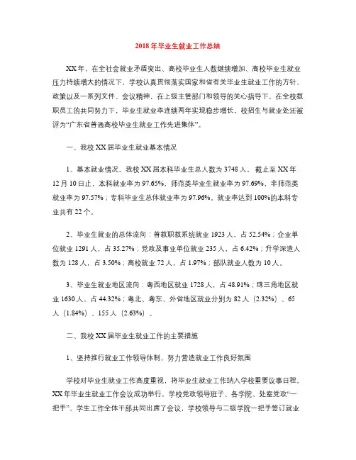 2018年毕业生就业工作总结