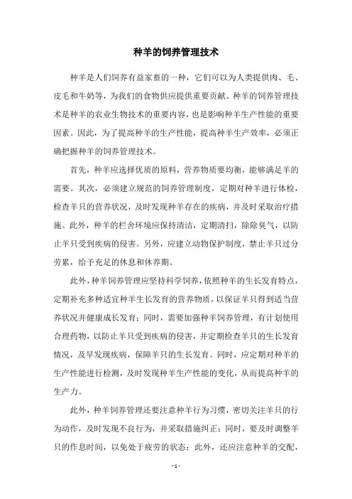 种羊的饲养管理技术