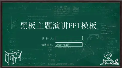 绿底黑板主题演讲PPT模板