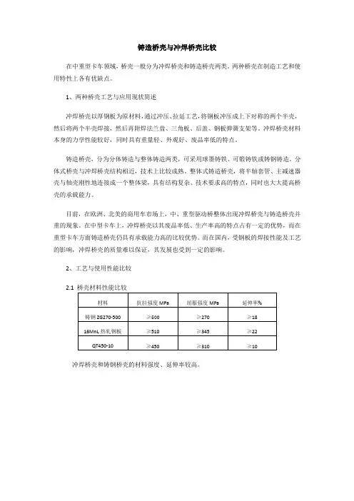 铸造桥壳与冲焊桥壳比较