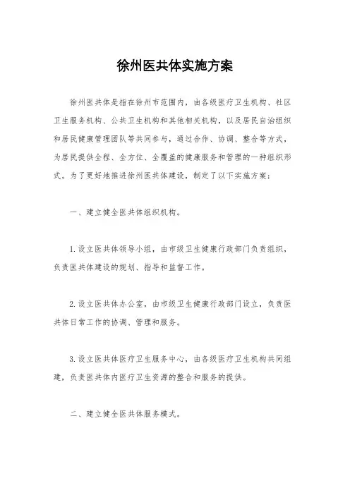 徐州医共体实施方案
