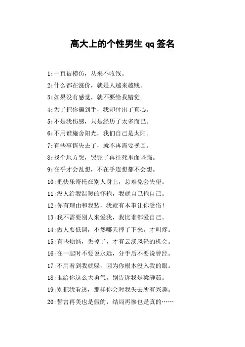 高大上的个性男生qq签名