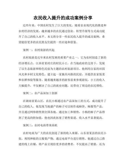 农民收入提升的成功案例分享