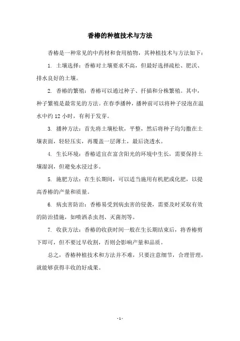 香椿的种植技术与方法
