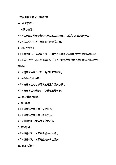 《锡林郭勒大草原》精彩教案