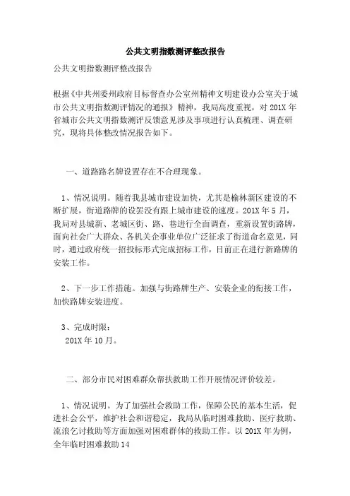 公共文明指数测评整改报告（完整版）