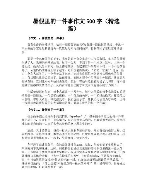 暑假里的一件事作文500字(精选篇)