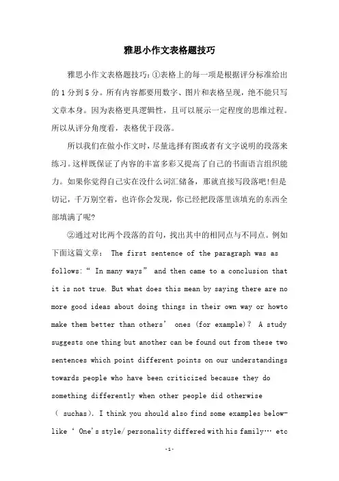 雅思小作文表格题技巧