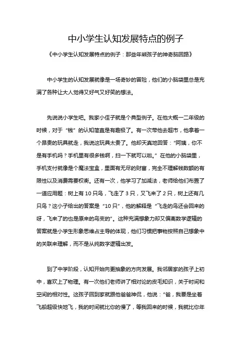 中小学生认知发展特点的例子