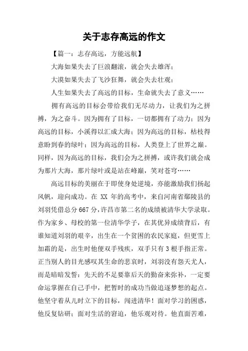 关于志存高远的作文