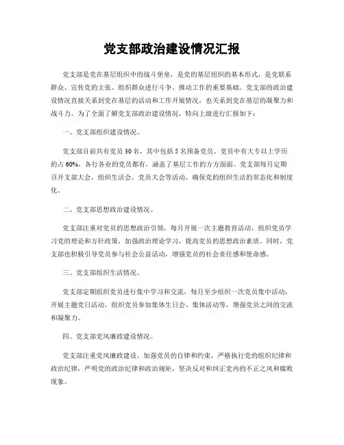 党支部政治建设情况汇报