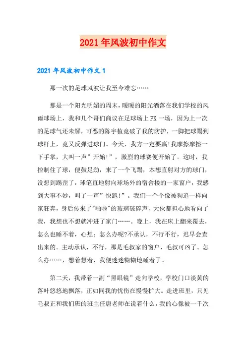 2021年风波初中作文(精选模板)