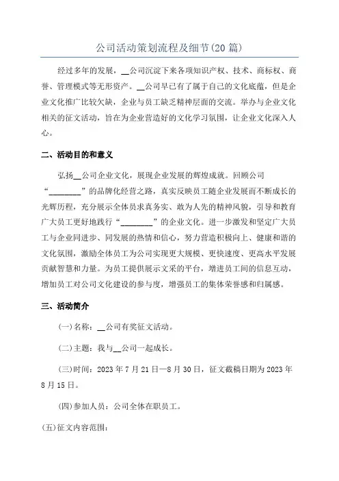 公司活动策划流程及细节(20篇)