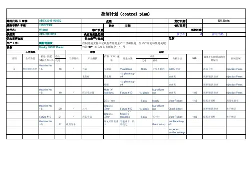 控制计划(control plan)