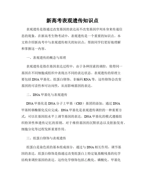 新高考表观遗传知识点