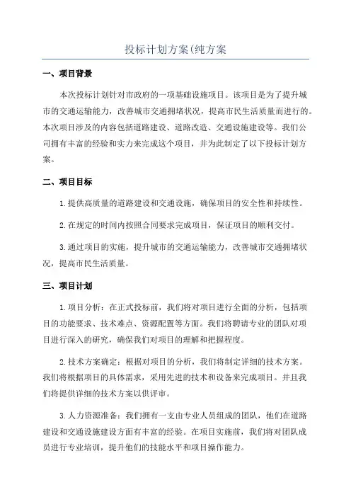 投标计划方案(纯方案
