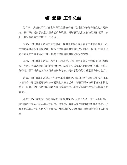 镇 武装 工作总结