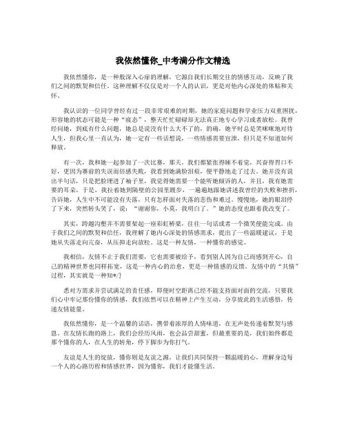 我依然懂你_中考满分作文精选