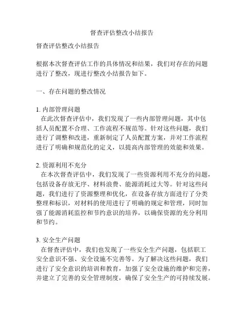 督查评估整改小结报告