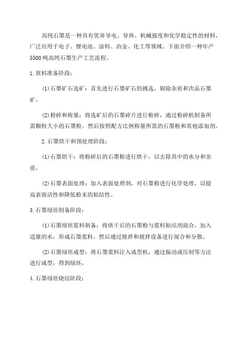 年产5500吨高纯石墨生产工艺流程