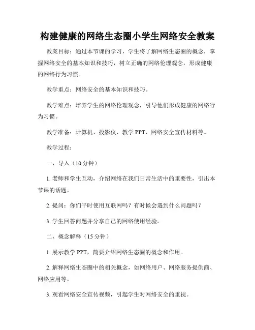 构建健康的网络生态圈小学生网络安全教案