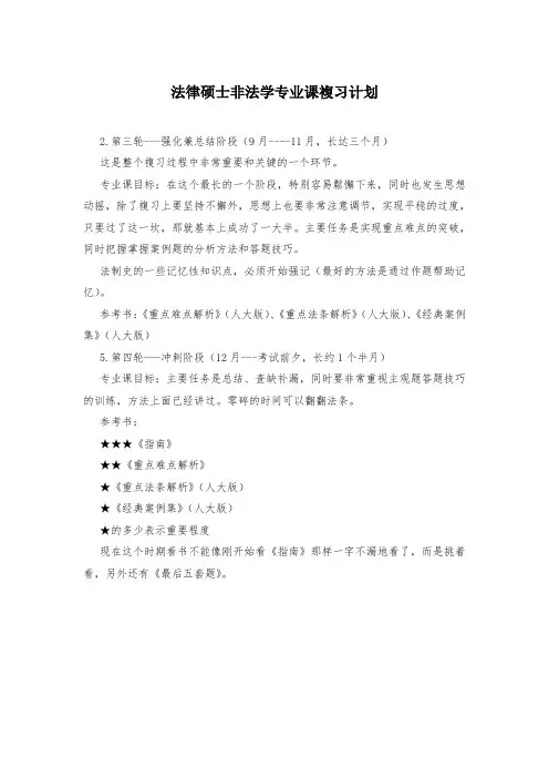 法律硕士非法学专业课复习计划