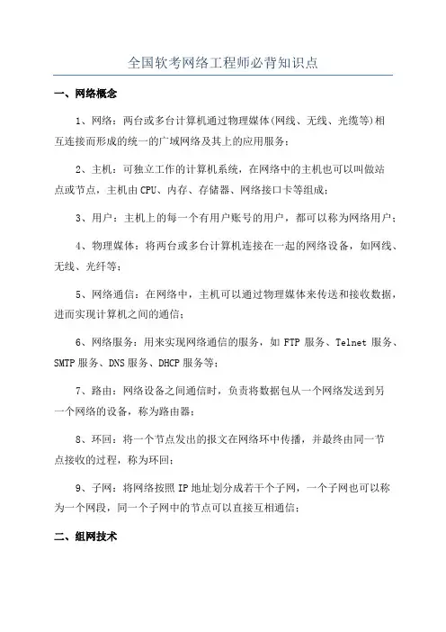 全国软考网络工程师必背知识点