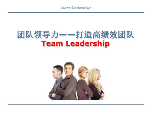 团队领导力——打造高绩效团队