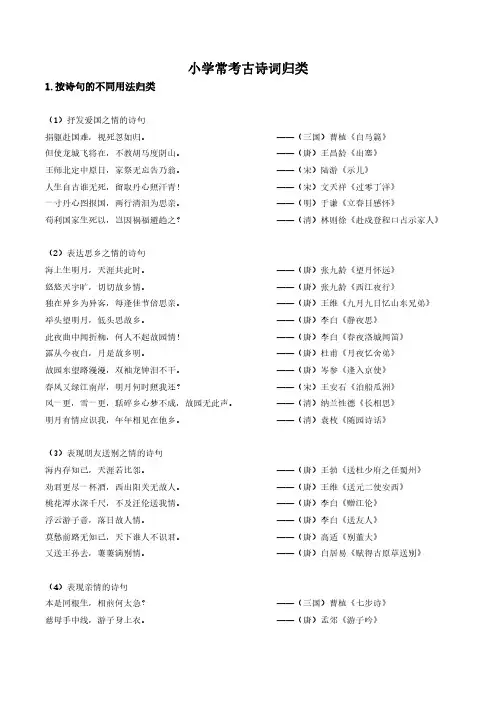 小学毕业班语文常考古诗词归类