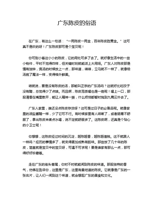 广东陈皮的俗语