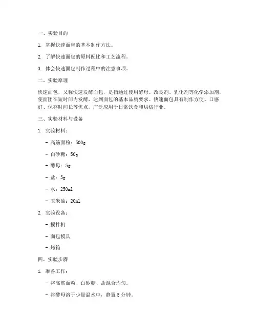 快速面包制作实验报告