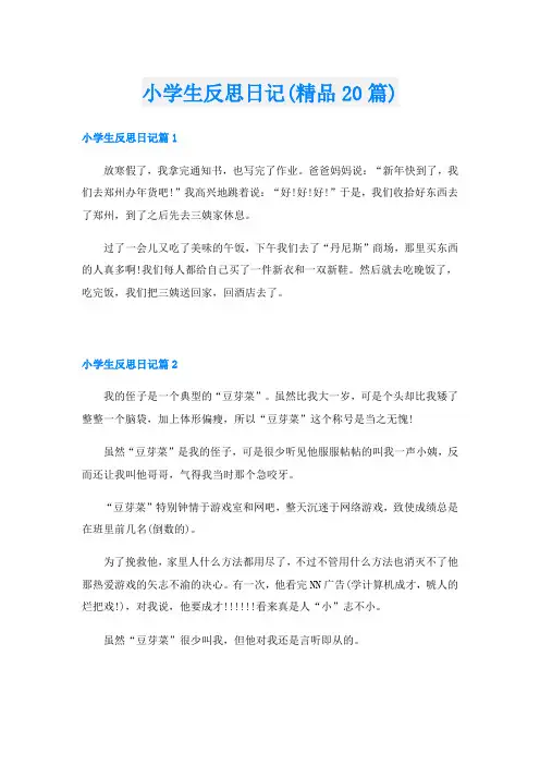 小学生反思日记(精品20篇)