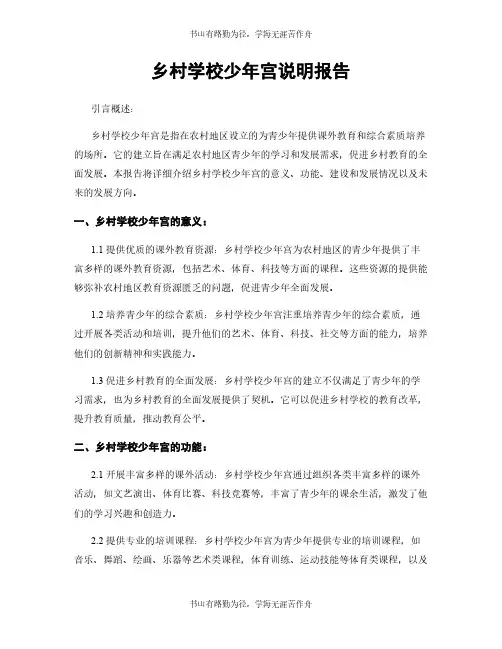 乡村学校少年宫说明报告