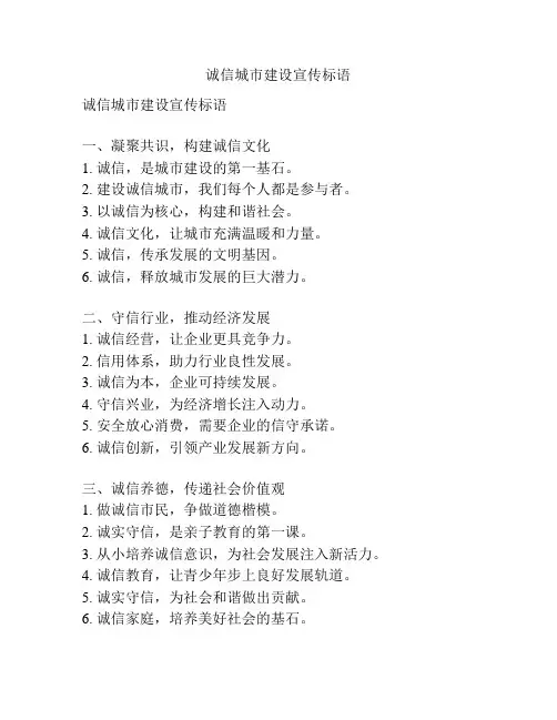 诚信城市建设宣传标语