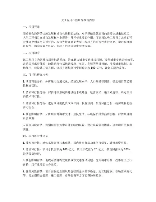 大工程可行性研究报告内容