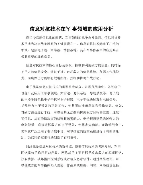 信息对抗技术在军 事领域的应用分析