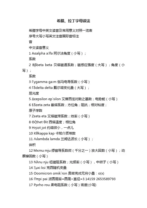 希腊、拉丁字母读法